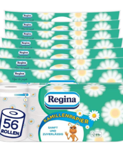 Regina Kamillepapir 3-lags toiletpapir 56 rullepakker for hele familien.