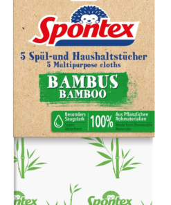 Spontex vaskbar bambushusholdningsklude. Pakke med 40 stk (8 x pakke med 5 stk.)