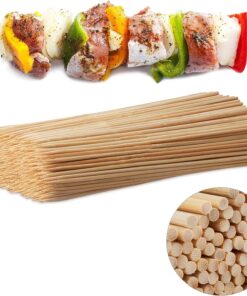 Relaxdays Shish kebab -vartassetti puisilla vartailla, 2 kpl, 500 bambuversoa, luonnonv&auml;rinen